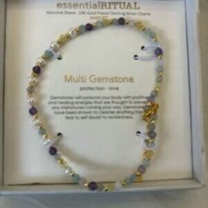 essentialRITUAL anklet in genuine stones with sterling silver charm